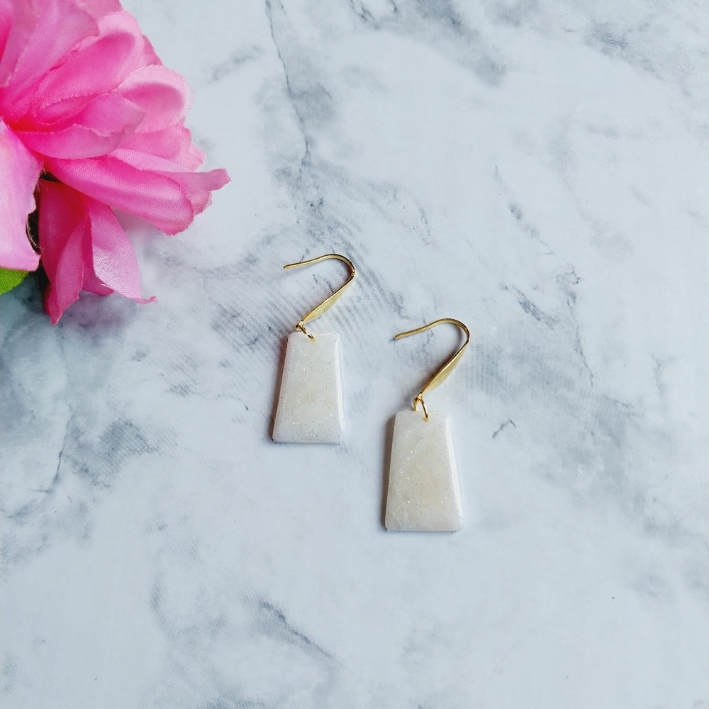 OpalGlaze Quartz Clay Earrings Sparkly White Bridal Hand crafted Earring…